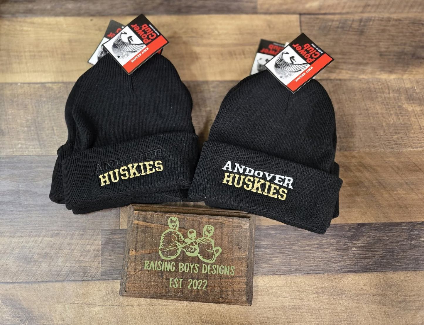 Black Knit Huskies Hat