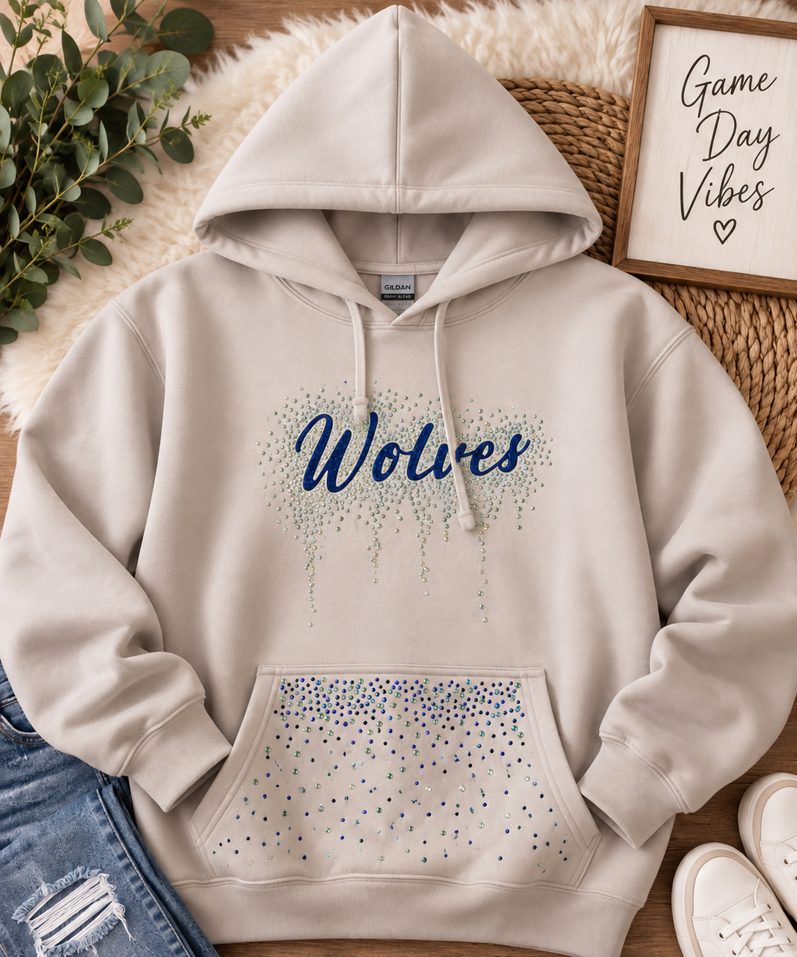 Wolves Luxe Rhinestone Hoodie