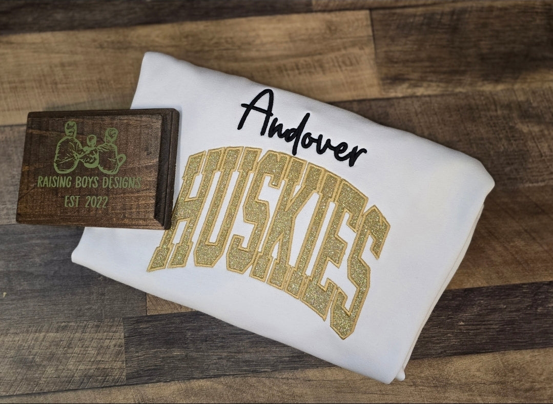 Andover Huskies 3D puff/Glitter Crewneck